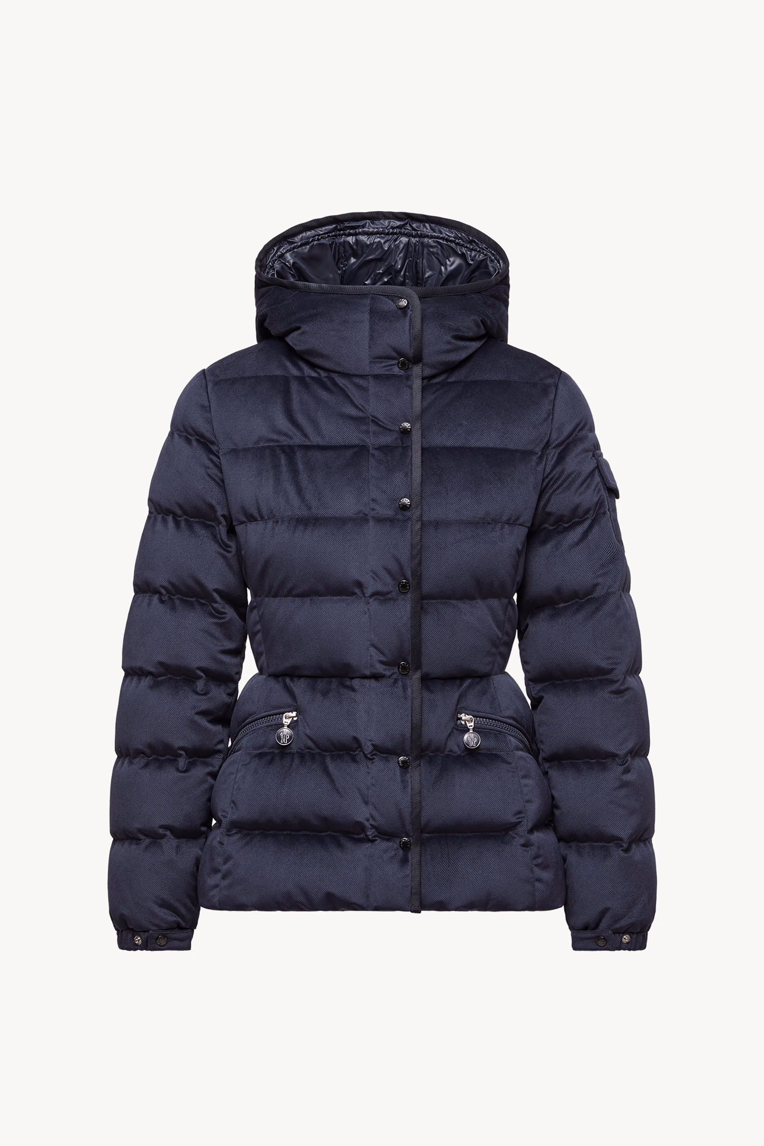 Barante Hooded Velour Short Down Jacket Women Blue Moncler 2